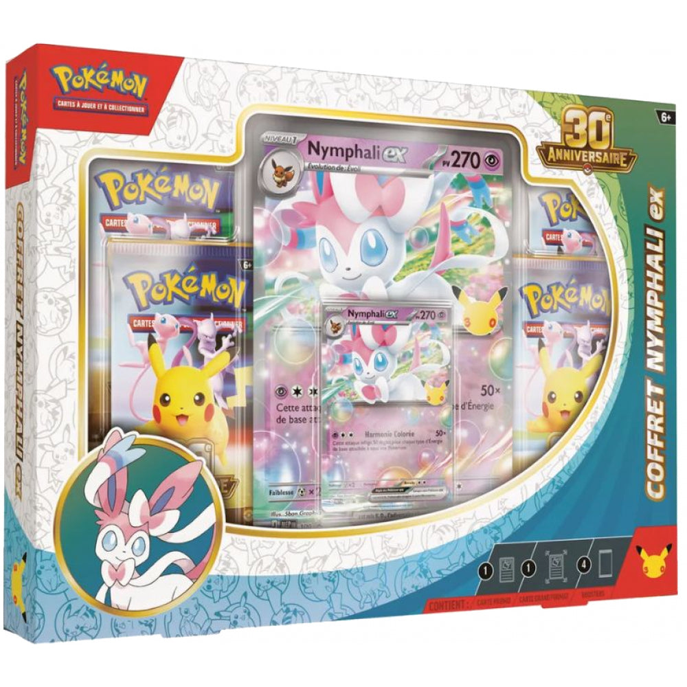 Coffret Pokémon 30e Anniversaire : Nymphali-ex - 4 Boosters + Carte Giant (VF / Français)