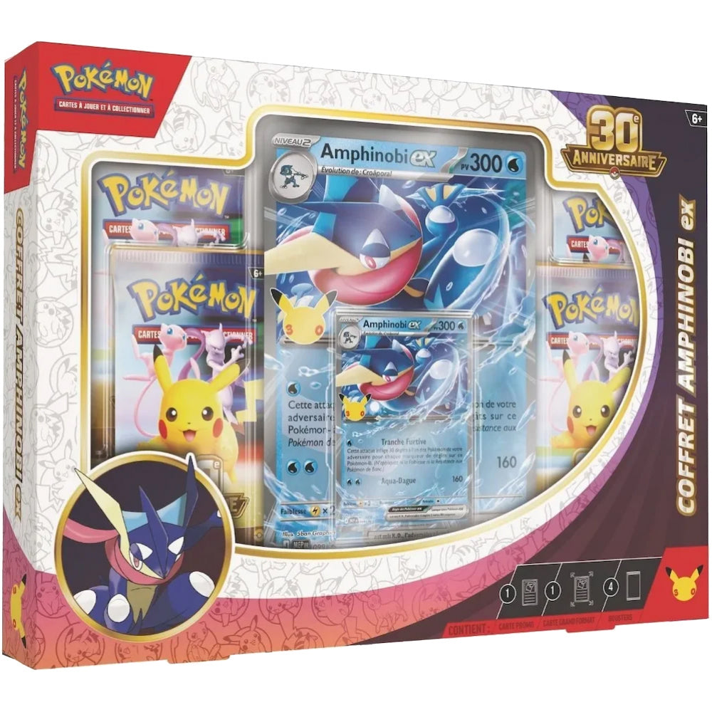 Coffret Pokémon 30e Anniversaire : Amphinobi-ex - 4 Boosters + Carte Giant (VF / Français)
